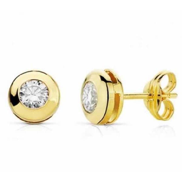 PENDIENTES CHATON 5MM. ORO 18K