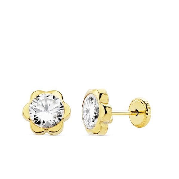 PENDIENTES FLORECITA 4MM ORO 18K