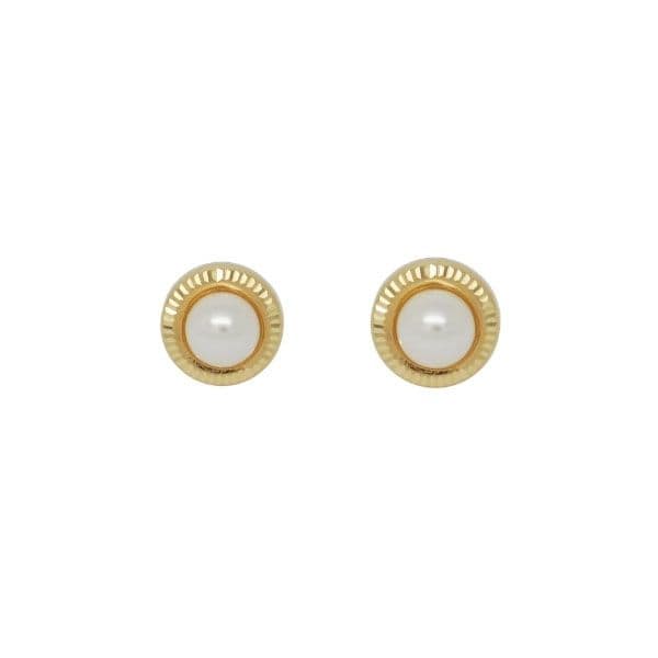 PENDIENTES ORLA TALLADA PERLA 3MM. ORO 18K