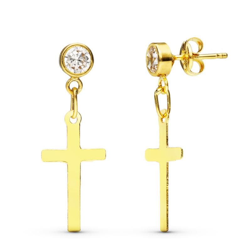 PENDIENTES CRUZ. ORO 18K