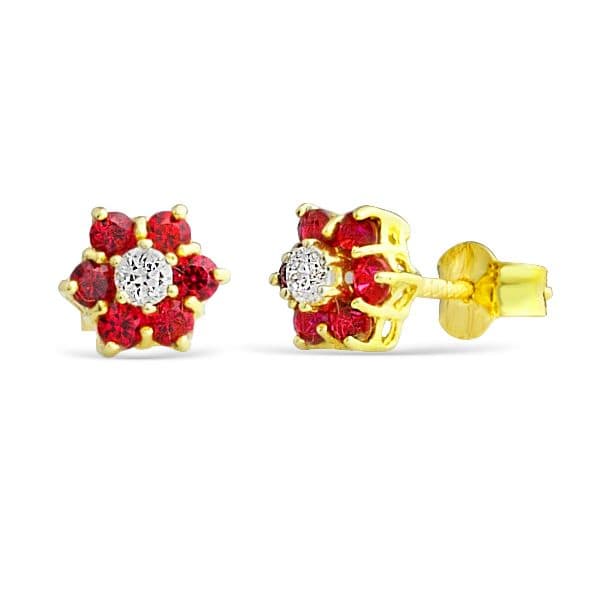 PENDIENTES RUBÍ 6MM ORO