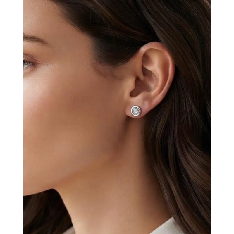 PENDIENTES CHATÓN. ORO BLANCO 18K. BRILLANTES  0 0 10 CT