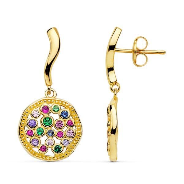 PENDIENTES VIDRIERAS ORO 18K