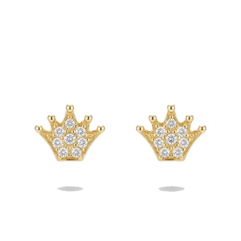 PENDIENTES CORONITA PRINCESA  CIRCONITAS  ORO 6MM