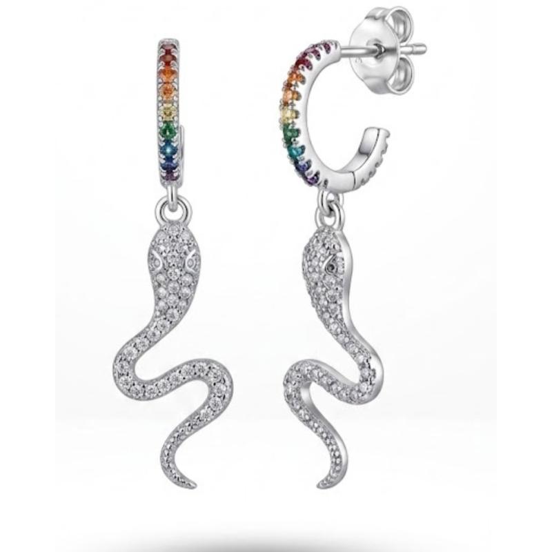 AROS SERPIENTE PLATA