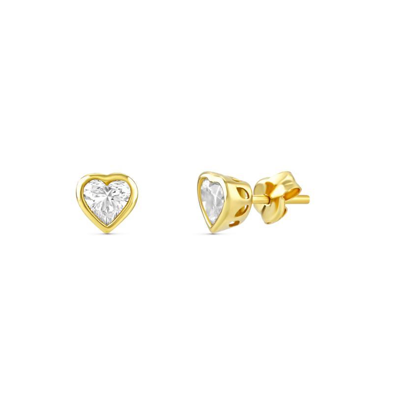 PENDIENTES CORAZON. ORO 18K. DIAMANTES LABORATORIO
