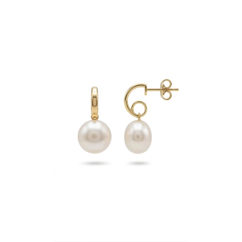 PENDIENTES OA LARGO 22X10MM PERLA BOTON 10MM PRESION