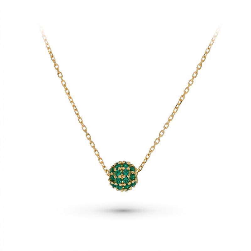 GARGANTILLA BOLA  VERDE ORO 18K