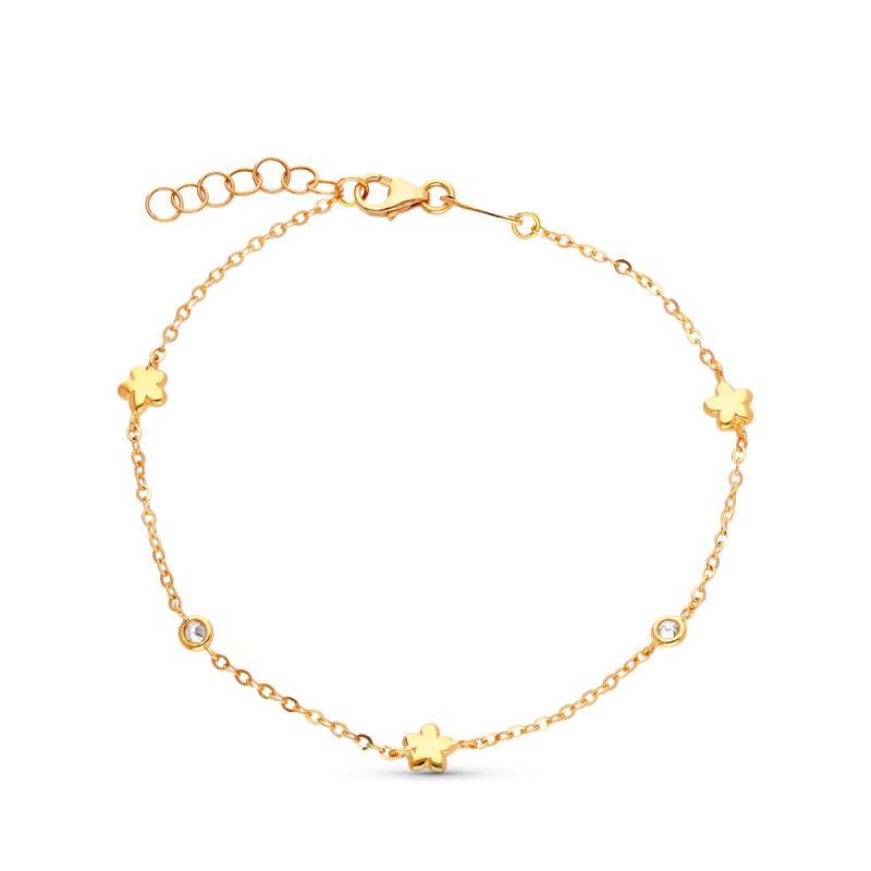 PULSERA FLORES. ORO 18K