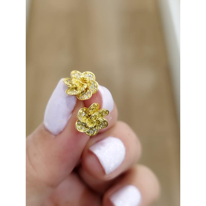 PENDIENTE FLOR . ORO 18K