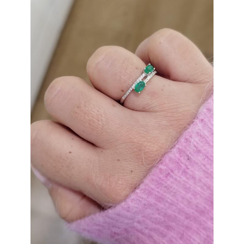ANILLO INCROCIATO. ORO 18K. BRILLANTES.