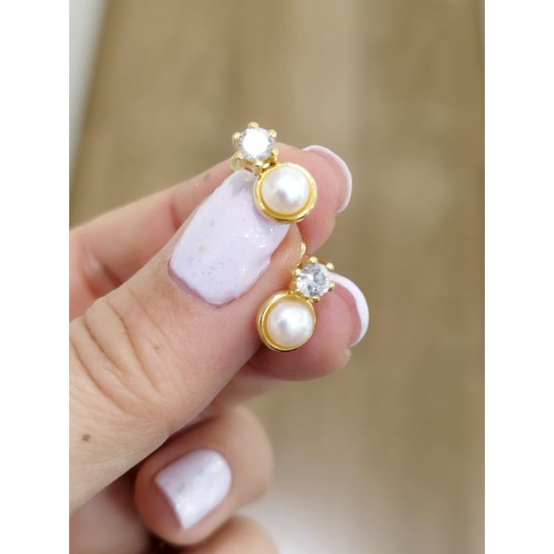 PENDIENTES TÚ Y YO PERLA 5MM. ORO 18K