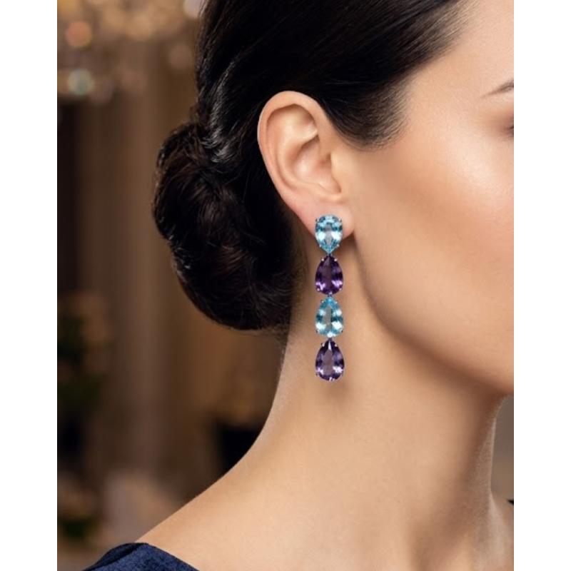 PENDIENTES AZULADOS. PLATA. LUXENTER