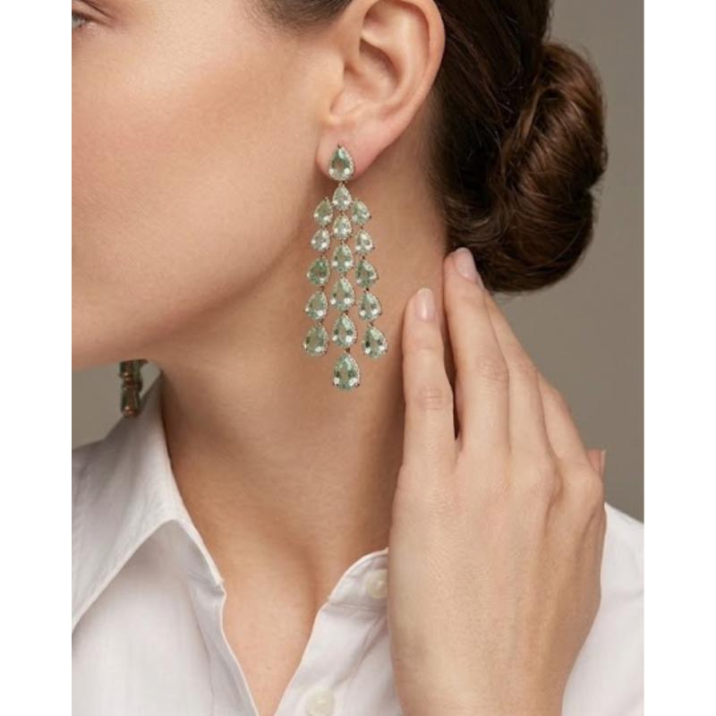 PENDIENTES CASCADA VERDE . PLATA SALVATORE