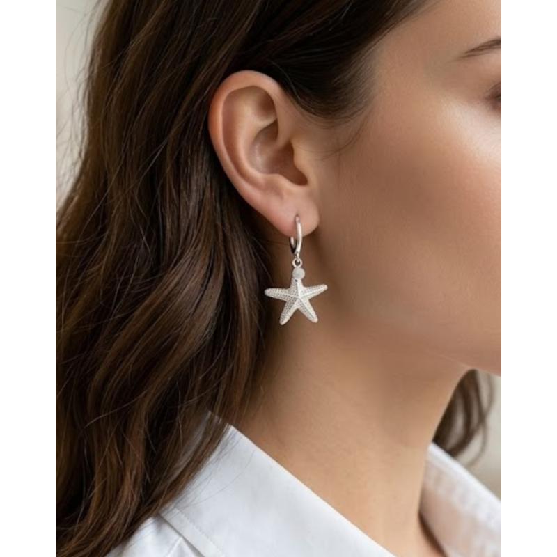 PENDIENTES ESTRELLA DE MAR PLATEADA
