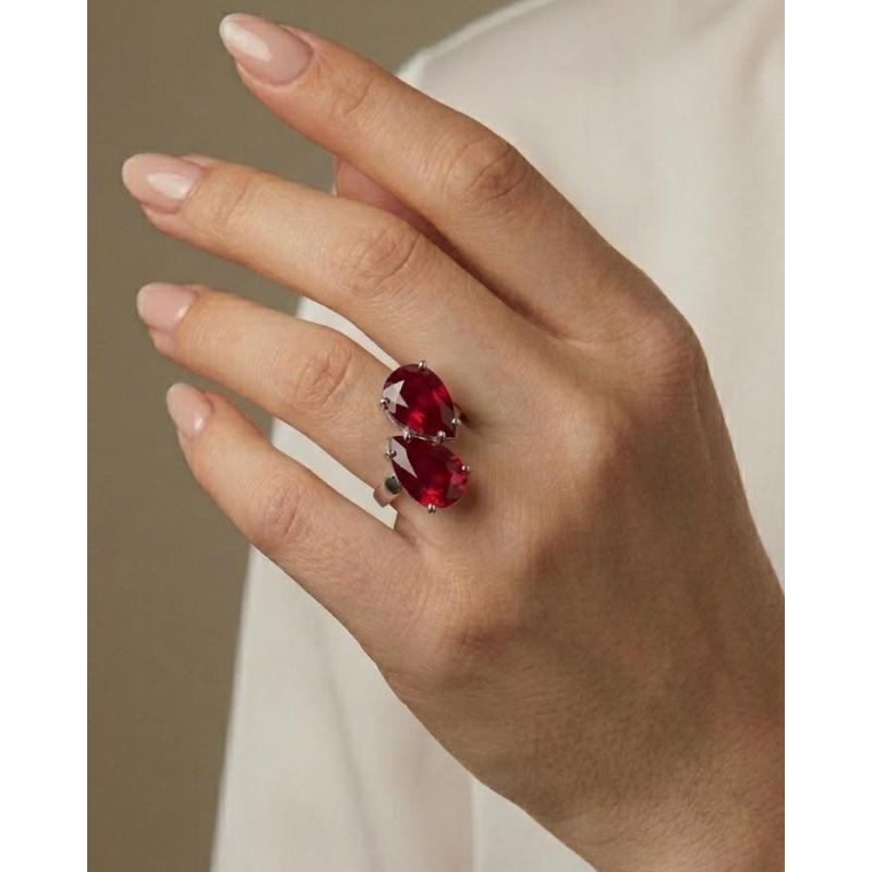 ANILLO CUARZO ROJO PLATA