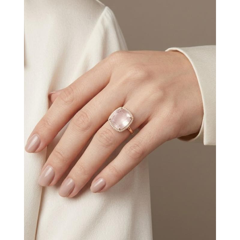 ANILLO CUARZO ROSA PLATA  SALVATORE