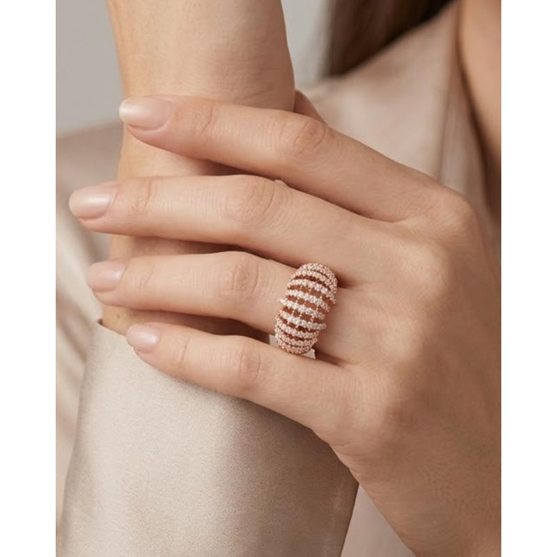 ANILLO ESPIRAL ROSA. PLATA
