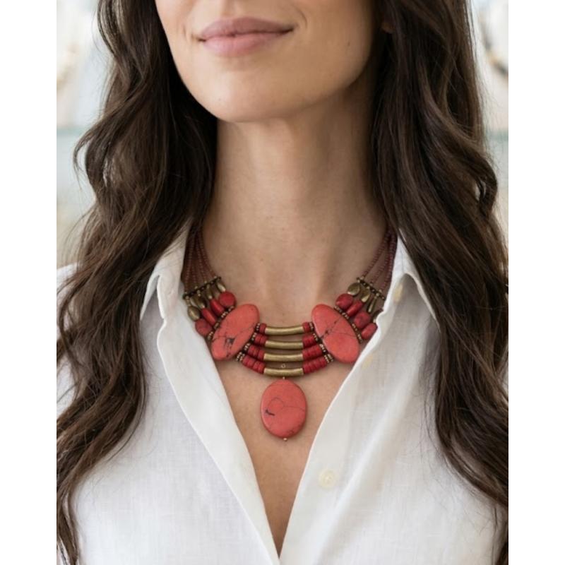 COLLAR AZTECA ROJO