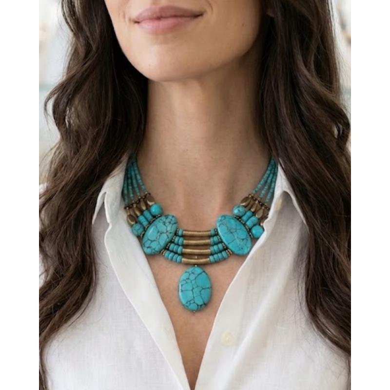 COLLAR AZTECA TURQUESA