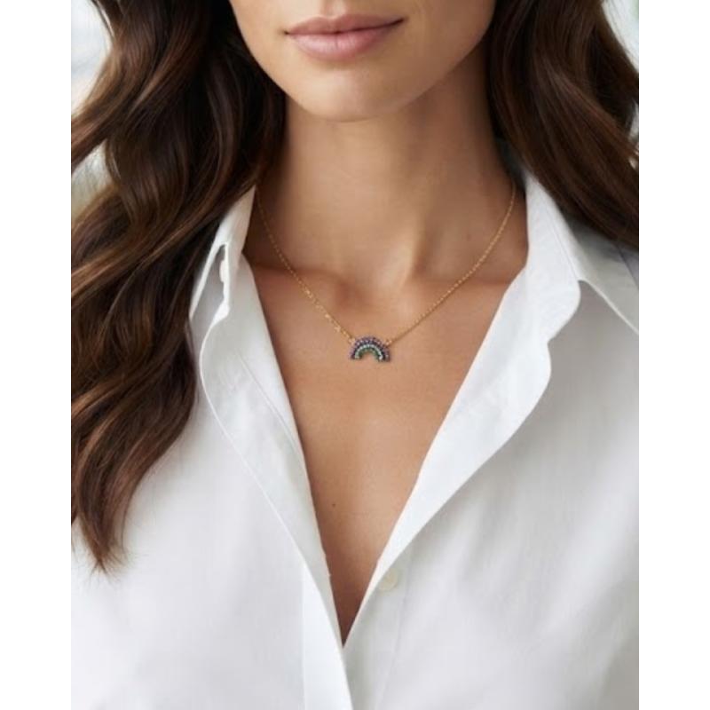 COLLAR RAINBOW PLATA. LUXENTER