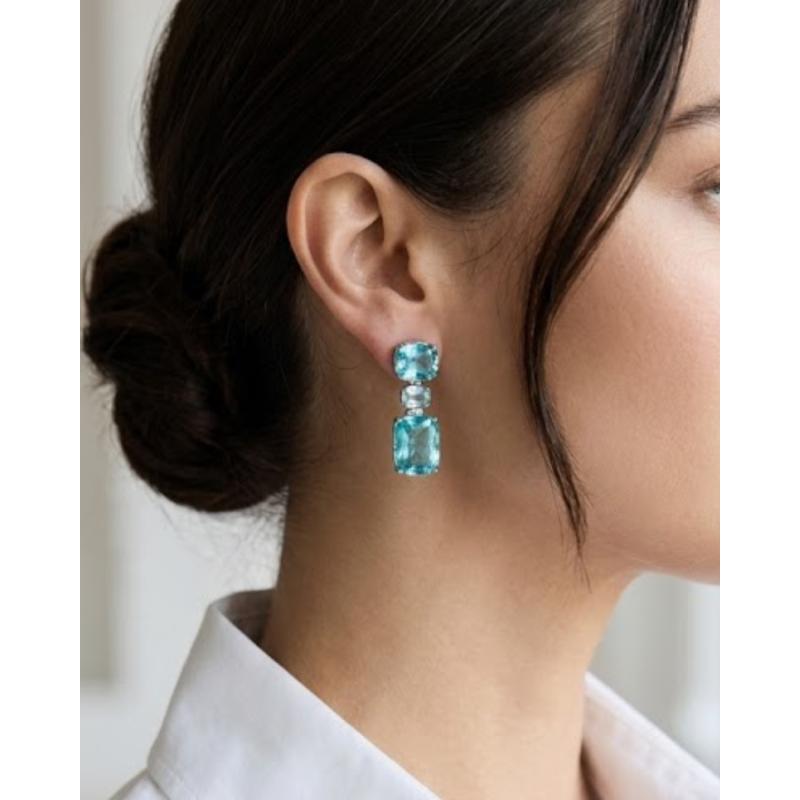 PENDIENTES  BLUE. PLATA. SALVATORE